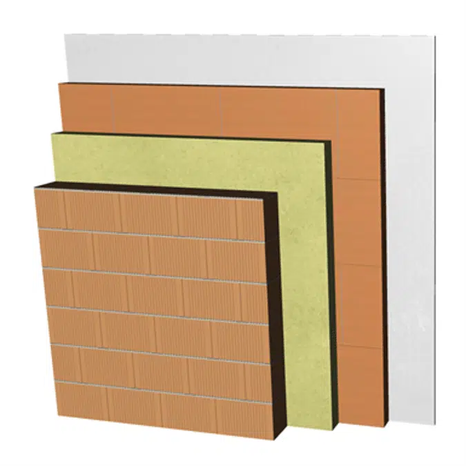 ME02-B1-bgf Double skin clay block party wall, with thermal insulation. BC14+AT+LHGF7+ENL
