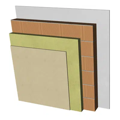 Image for FC03-B1 Single skin clay block façade and external thermal insulation. RC+AT+BC14+ENL