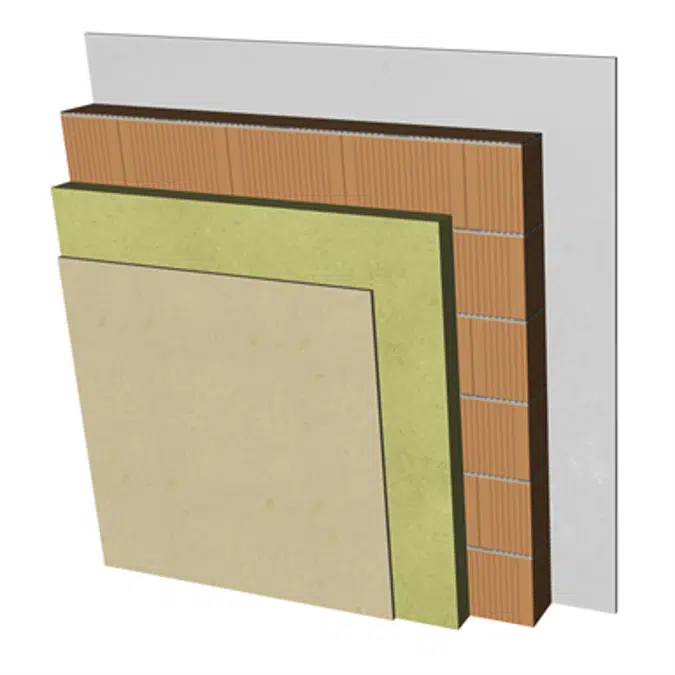 FC03-B1 Single skin clay block façade and external thermal insulation. RC+AT+BC14+ENL