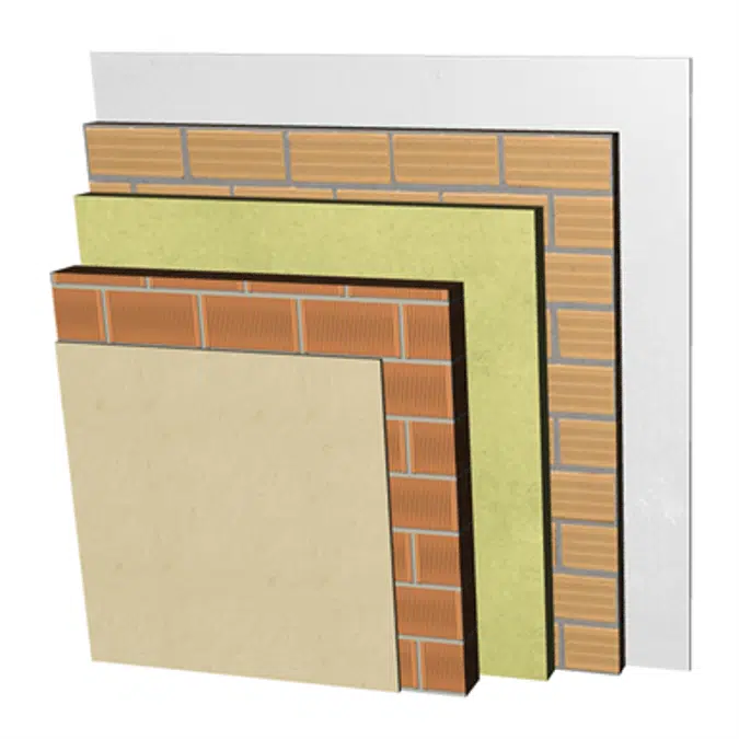FC13-P-b Double skin non facing clay brick façade. RC+LP11,5+C+AT+LH7+ENL