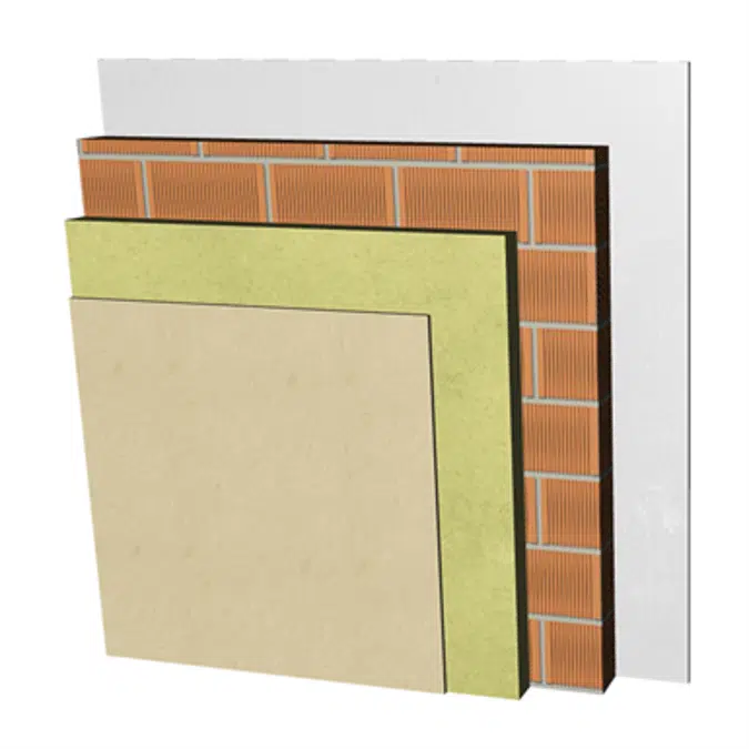 FC03-P Single skin non facing clay brick façade and external thermal insulation. RC+AT+LP11,5+ENL