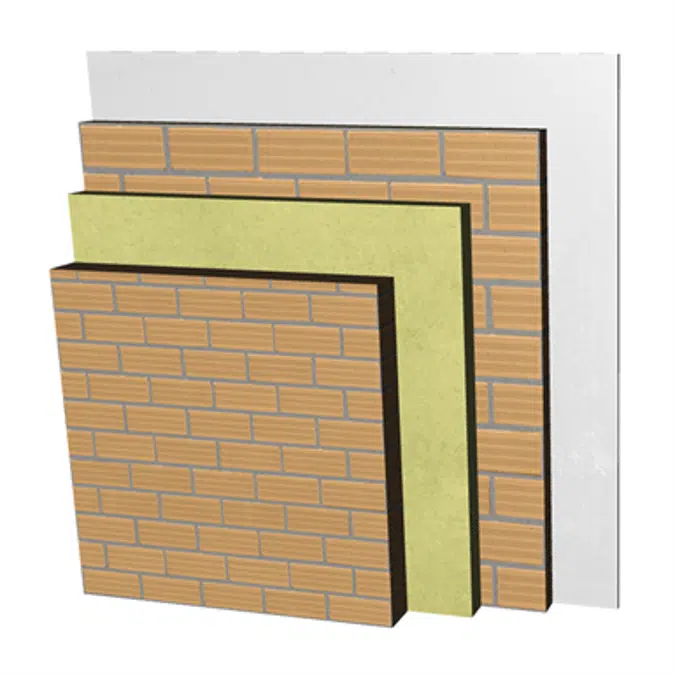 ME02-H-b Double skin clay brick party wall, with thermal insulation. LH11,5+AT+LH7+ENL