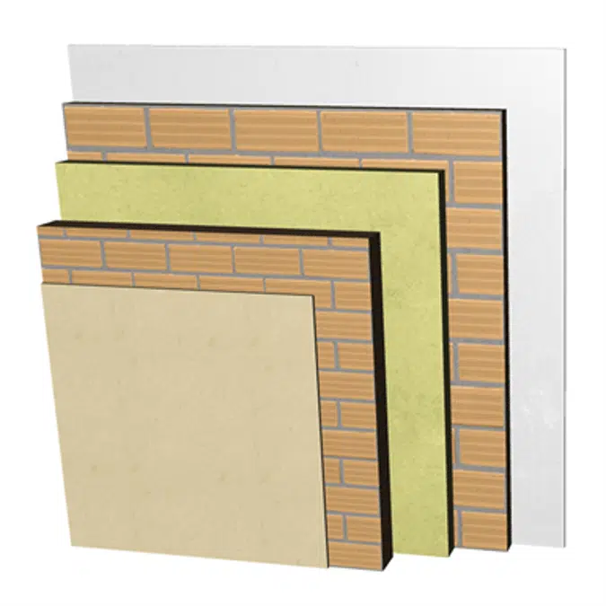 FC24-H-b Double skin non facing clay brick façade with ventilated air cavity. RC+LH11,5+CV+AT+LH7+ENL