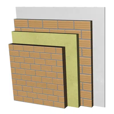 Image for ME01-c-b Double skin clay brick party wall, with thermal insulation. LH10+AT+LH7+ENL