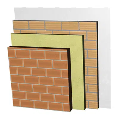 รูปภาพสำหรับ ME02-P-b Double skin clay brick party wall, with thermal insulation. LP11,5+AT+LH7+ENL
