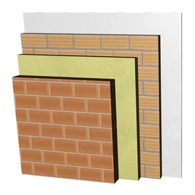 ME02-P-b Double skin clay brick party wall, with thermal insulation. LP11,5+AT+LH7+ENL图像