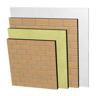 Image for ME01-b-b Double skin clay brick party wall, with thermal insulation. LH7+AT+LH7+ENL