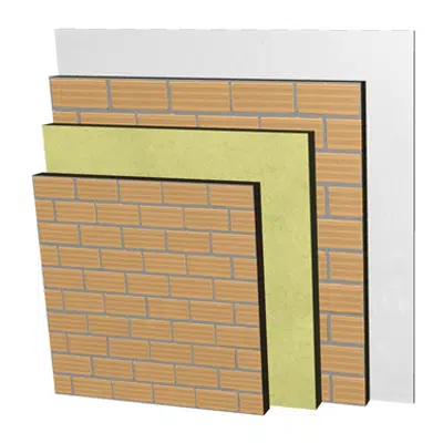 Image pour ME04-b-b Double skin clay brick party wall, with thermal insulation and air cavity. LH7+C+AT+LH7+ENL