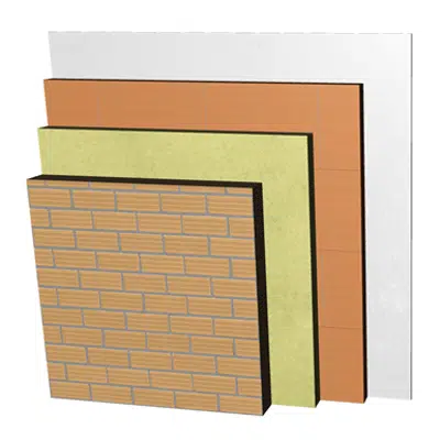 afbeelding voor ME02-H-bgf Double skin clay brick party wall, with thermal insulation. LH11,5+AT+LHGF7+ENL