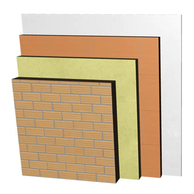 ME02-H-bgf Double skin clay brick party wall, with thermal insulation. LH11,5+AT+LHGF7+ENL