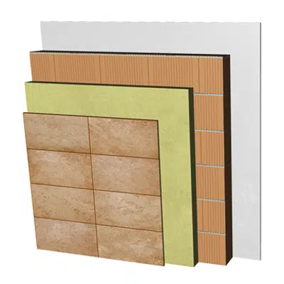 изображение для FC25-B1 Single skin clay block façade with ventilated air cavity and external thermal insulation. RD+CV+AT+RC+BC14+ENL