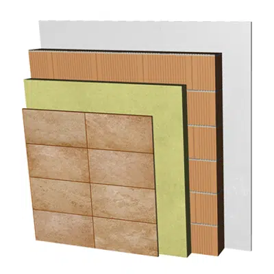 Image for FC25-B1 Single skin clay block façade with ventilated air cavity and external thermal insulation. RD+CV+AT+RC+BC14+ENL
