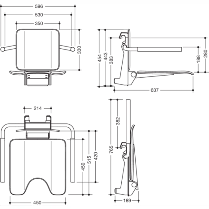 Removable hanging seat, especially for France and Switzerland, 900-51-11160