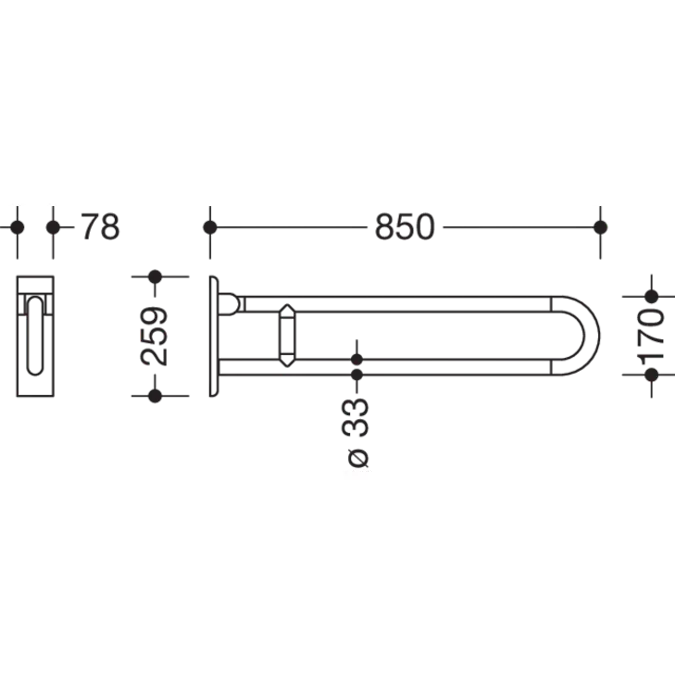 Barre d'appui relevable HEWI, rabattable, 801-50-120