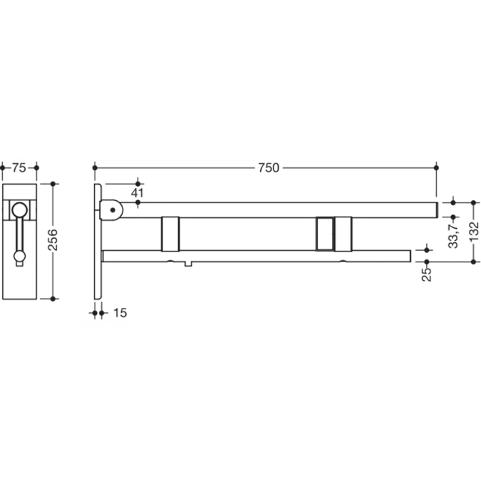 Hinged support rail Duo, 900-50-21240