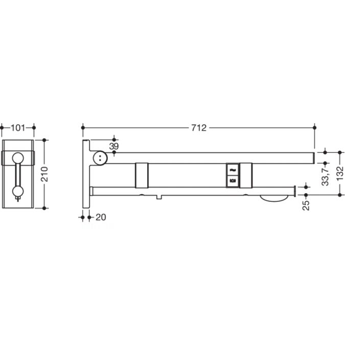 Barre d'appui relevable Duo, 900-50-134XA