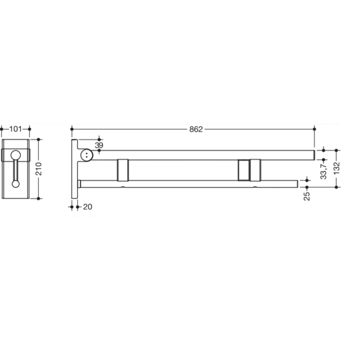 Mobile hinged support rail Duo, 900-50-42440