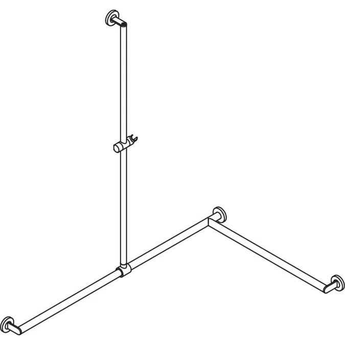 Duschhandlauf mit verschiebbarer Brausehalterstange, 1250 x 1185 x 765 mm, rechts, Ø25/30, pulverbeschichtet, Brausehalter aus Kunststoff, verchromt, 900-35-33260