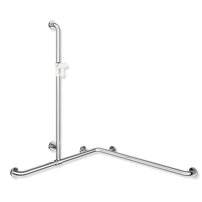 HEWI 801-35-32051 Shower grab rail with sideways adjustable vertical support bar and shower head holder