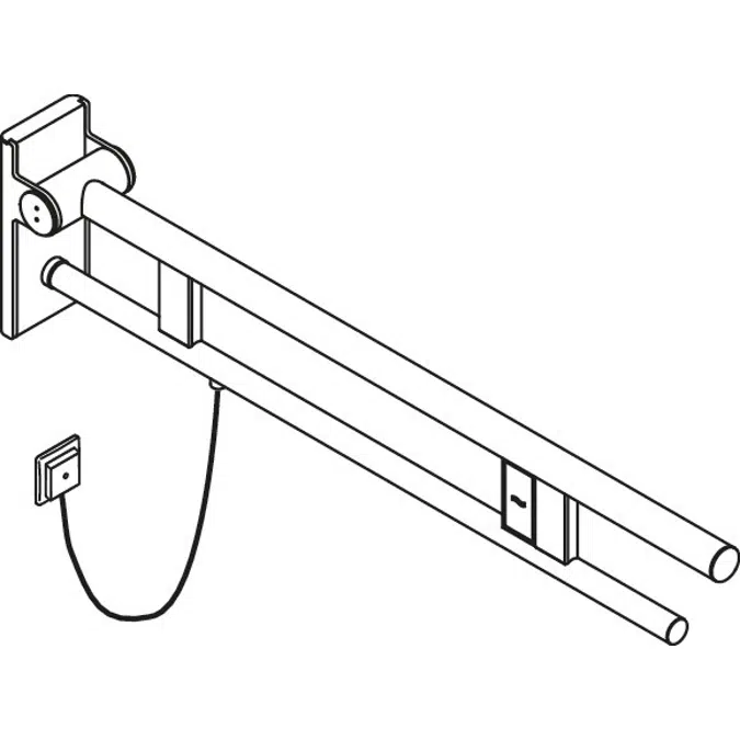 Stützklappgriff Duo, Design A, mit Spülauslösung (E-Ausführung), 850 mm, pulverbeschichtet, links, 900-50-14460