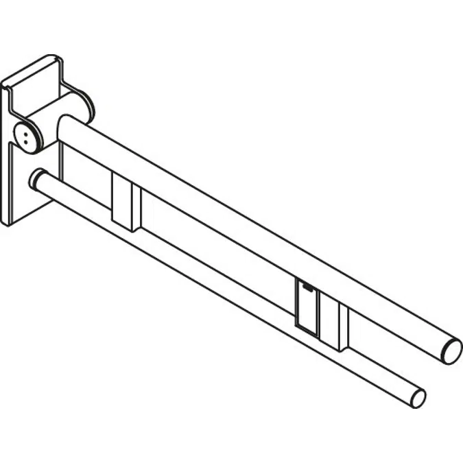 Mobiler Stützklappgriff Duo, Design A, mit Spülauslösung (Funk), 750 mm, Chrom, rechts, 900-50-42340