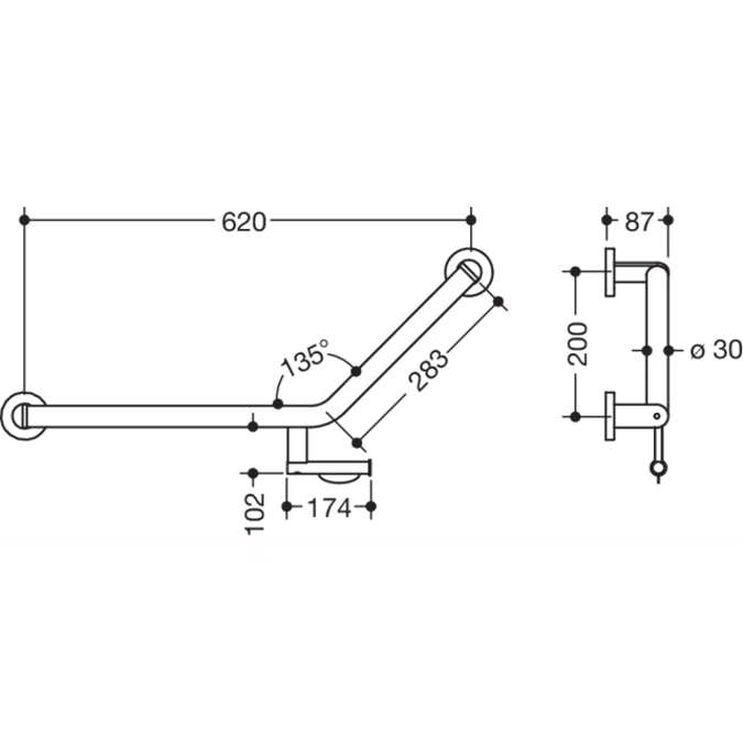 L-shaped support rail, version left, 900-22-33360