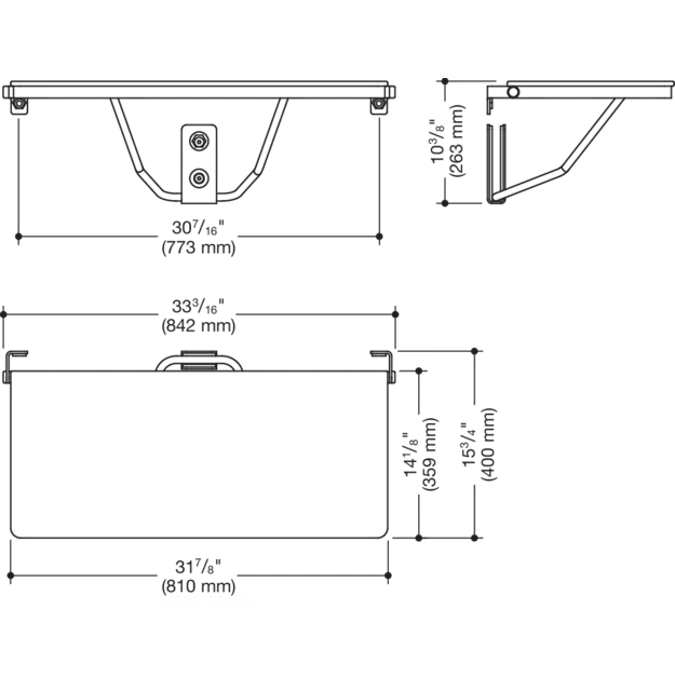 Rectangular shower compartment seat with lift-up feature (ADA), 900-51-21240