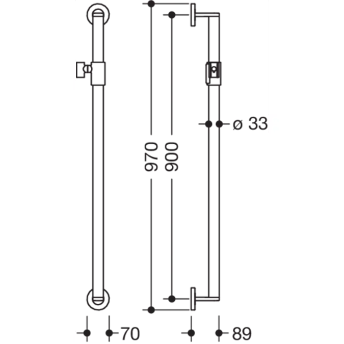 Barre avec coulisseau de douche HEWI, 900 mm, 700-33-02100