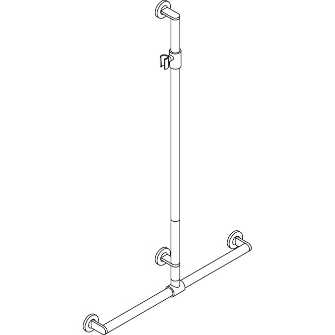 Rail with sideways adjustable vertical support bar and shower head holder, 762 x 1250 mm, 700-35-00200