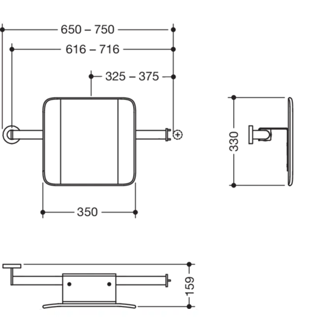 Mobile backrest rail, Model lefthand, support left, rose right, 900-51-912XA