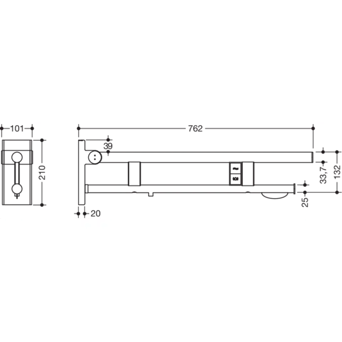 HEWI Hinged support rail Duo 