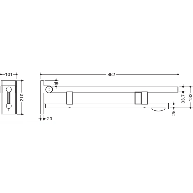 Hinged support rail Duo, 900-50-11640