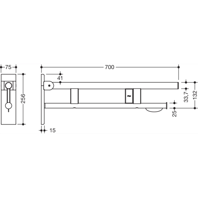 Hinged support rail Duo, 900-50-167XA