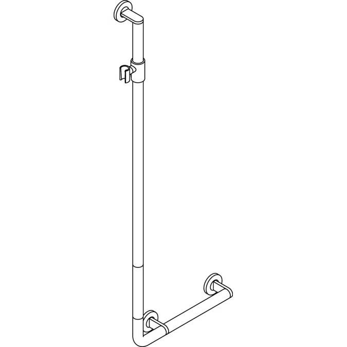 Barre de maintien coudée avec support de douche HEWI, 400 x 1250 mm, 700-33-00100