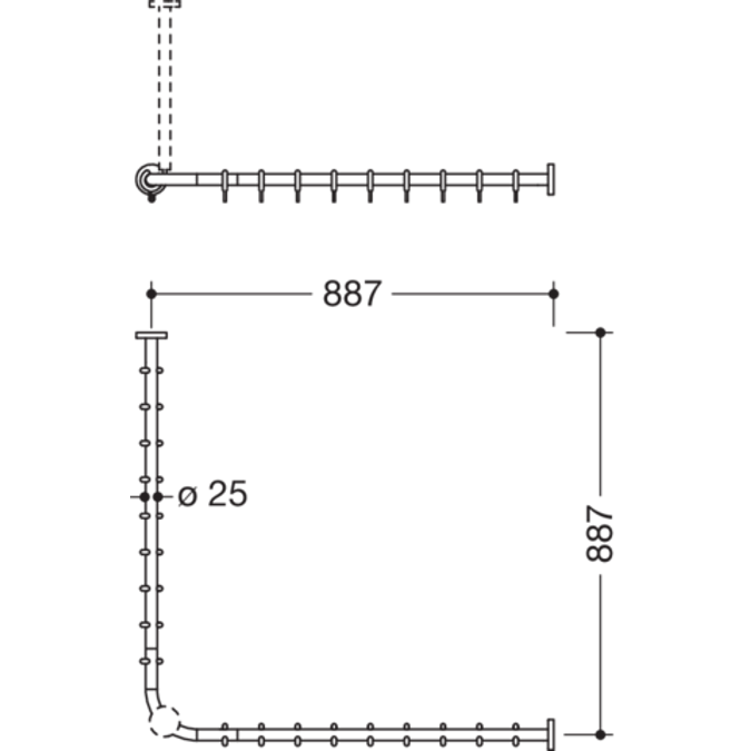 HEWI Shower curtain rail