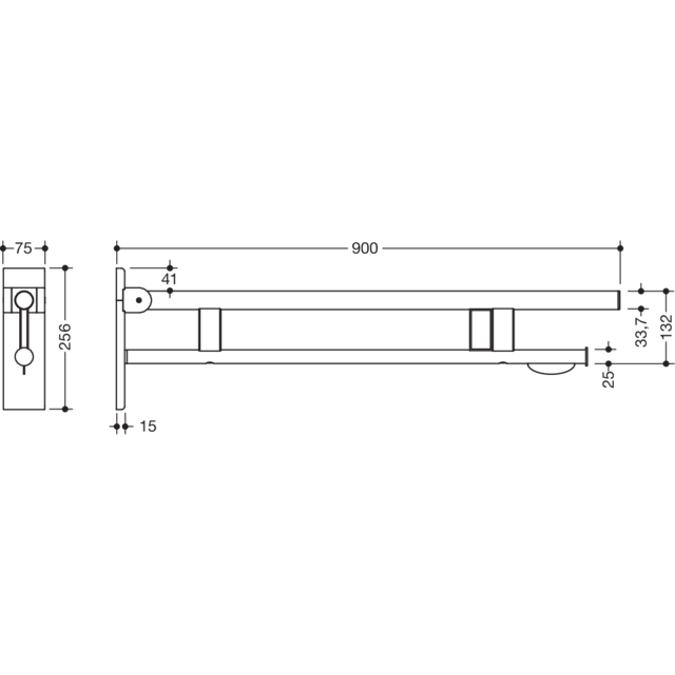 Hinged support rail Duo, 900-50-17440