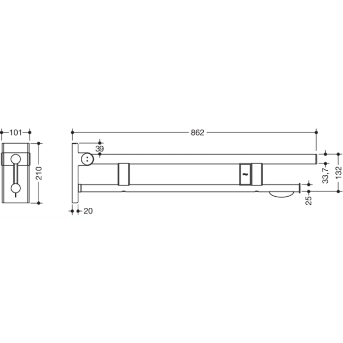 Hinged support rail Duo, 900-50-112XA