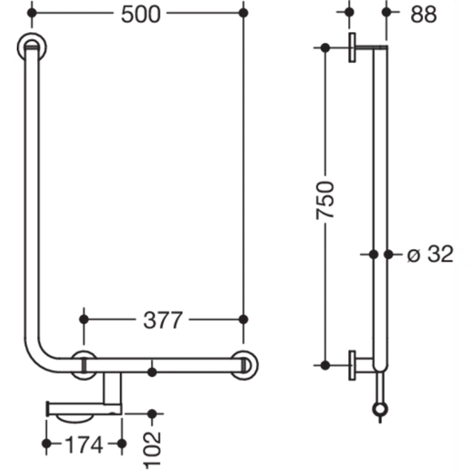 900-22-11060  HEWI L-shaped support rail