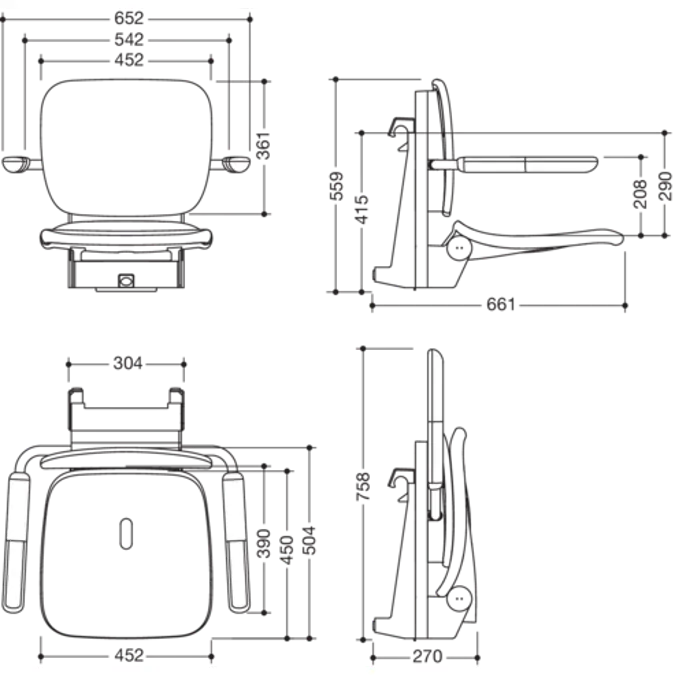 Hanging seat Premium, with height adjustment, especially for France and Switzerland, 802-51-14260