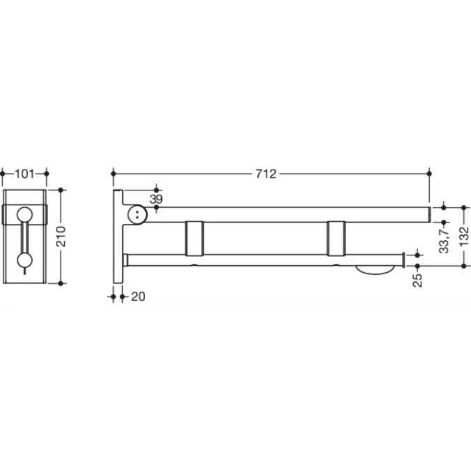 Mobile hinged support rail Duo, 900-50-40660