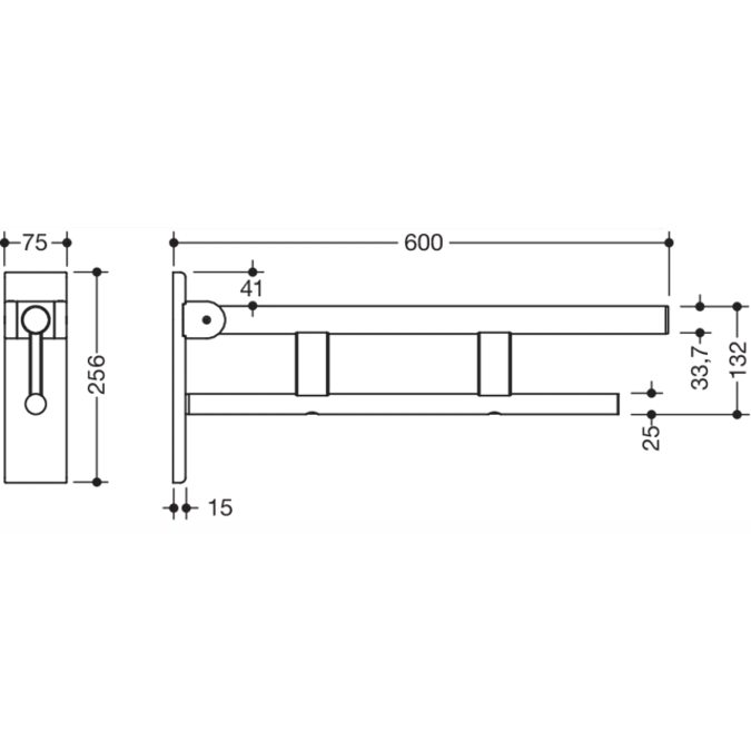 HEWI Hinged support rail Duo 