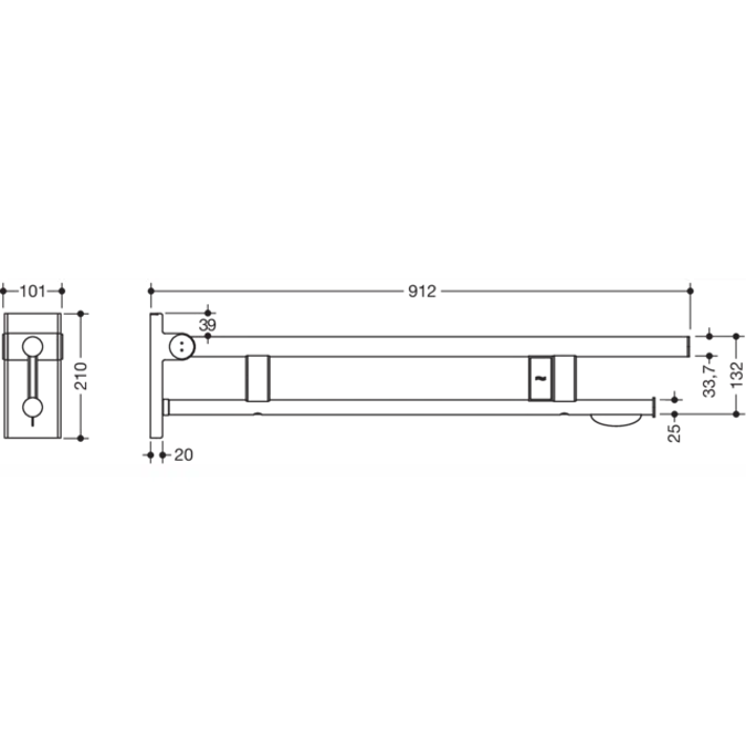 Hinged support rail Duo, 900-50-11340