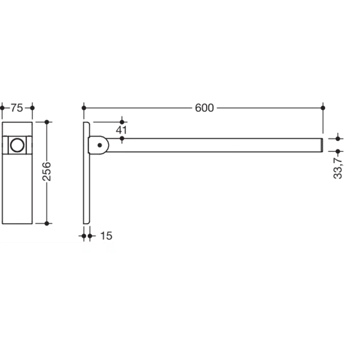 HEWI Hinged support rail Mono