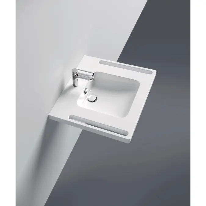 Washbasin, 650 mm wide, ergonomic handles, with overflow, 950-11-141