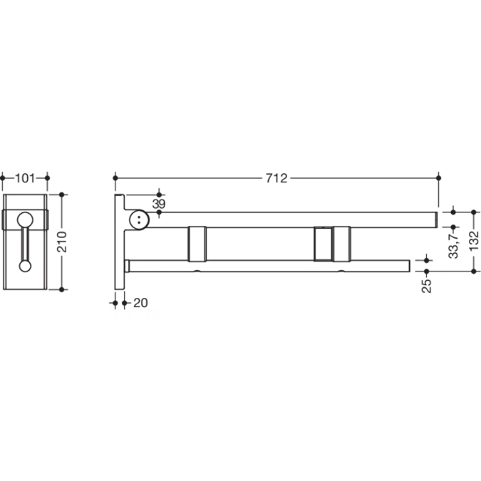 Mobile hinged support rail Duo, 900-50-42260