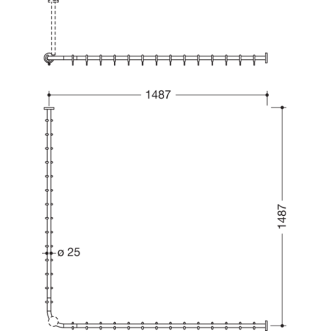 Vorhangstange, für Duschwanne 1500 x 1500 mm, 900-34-10440