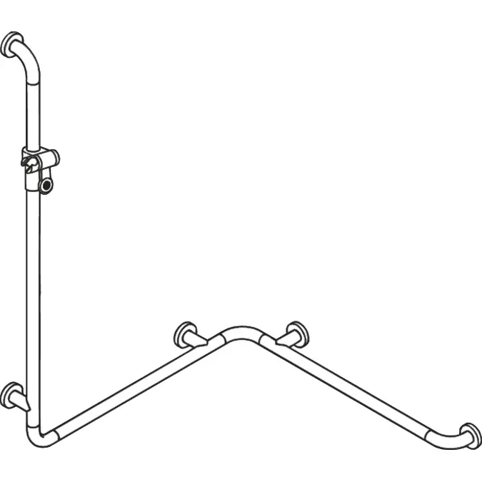 Duschhandlauf mit Brausehalterstange, 1100 x 762 x 762 mm, matt, Stahlkern, 801-35B210