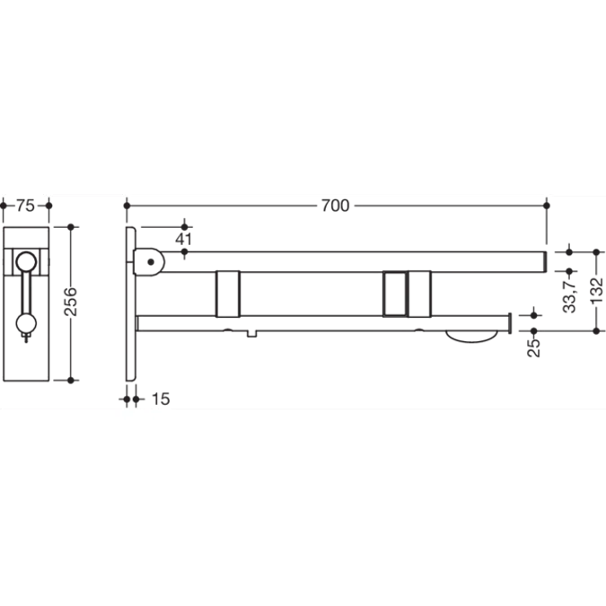 900-50-187XA  HEWI Hinged support rail Duo