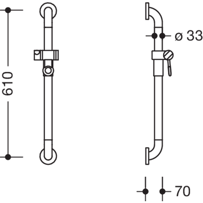 HEWI Grab bar with shower head holder (ADA)