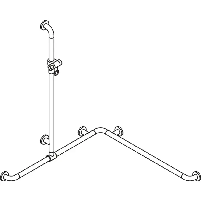 Duschhandlauf mit verschiebbarer Brausehalterstange WARM TOUCH, 1100 x 962 x 962 mm, chromoptisch beschichtet, Brausehalter Anthrazitgrau (92), Stahlkern, 801-35-32054